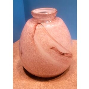 Pink Swirl Art Glass Pendant Lamp Shade Hand Blown Frosted Rounded 5.5in